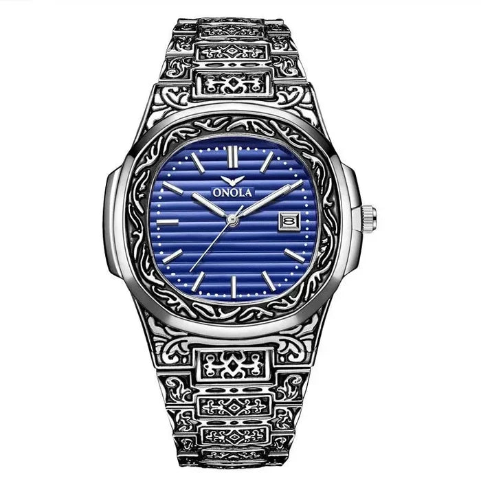 Men's Retro Watch ONOLA 3808 Waterproof Quartz with Steel Strip and Custom Muslim Azan Feature - Allen-Fitness
