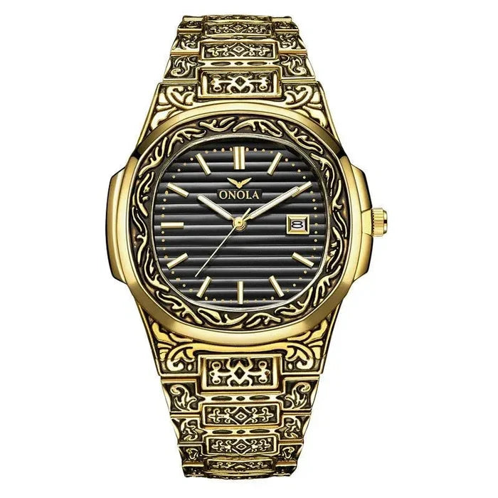 Men's Retro Watch ONOLA 3808 Waterproof Quartz with Steel Strip and Custom Muslim Azan Feature - Allen-Fitness