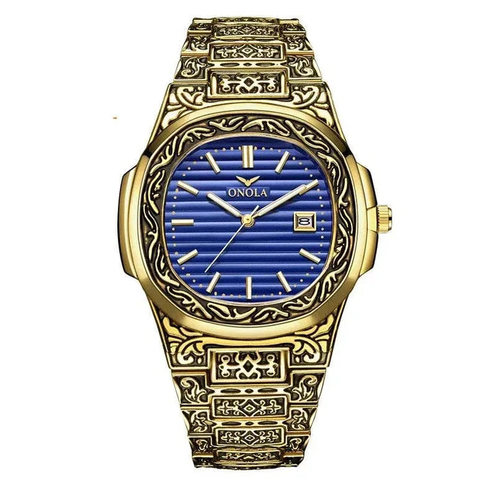 Men's Retro Watch ONOLA 3808 Waterproof Quartz with Steel Strip and Custom Muslim Azan Feature - Allen-Fitness