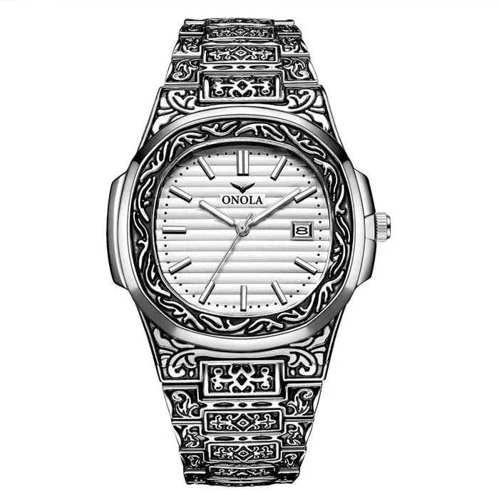 Men's Retro Watch ONOLA 3808 Waterproof Quartz with Steel Strip and Custom Muslim Azan Feature - Allen-Fitness