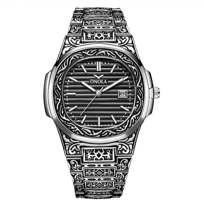 Men's Retro Watch ONOLA 3808 Waterproof Quartz with Steel Strip and Custom Muslim Azan Feature - Allen-Fitness
