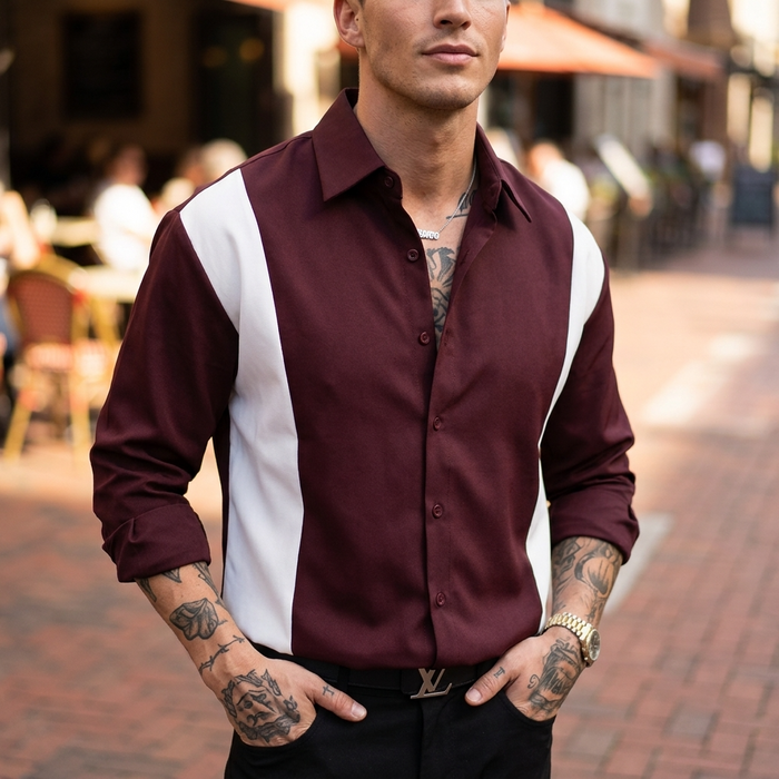 Men's Silky Smooth Non-Iron Stripe Shirt – Color-Block Long Sleeve