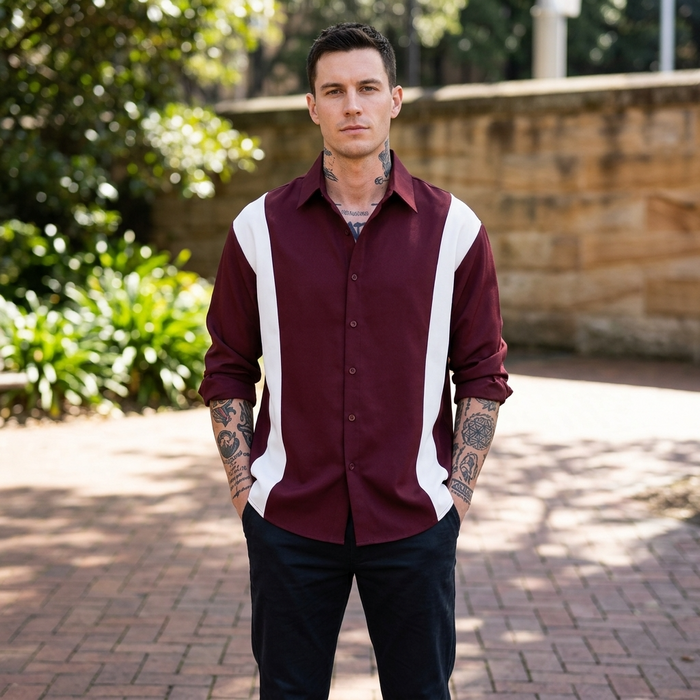 Men's Silky Smooth Non-Iron Stripe Shirt – Color-Block Long Sleeve