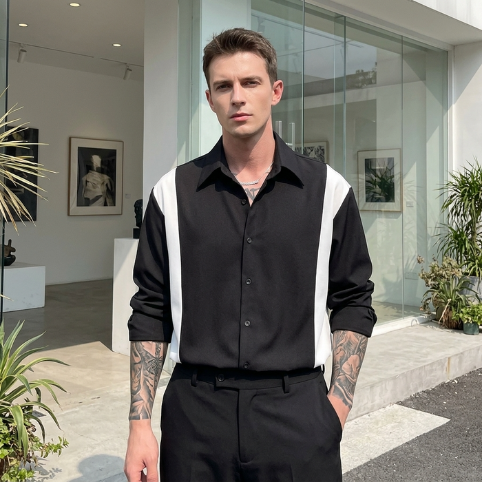 Men's Silky Smooth Non-Iron Stripe Shirt – Color-Block Long Sleeve