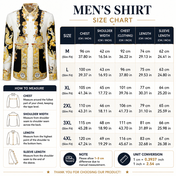 Men's Slim Fit Printed Long Sleeve Dress Shirt – Anti-Wrinkle No-Iron