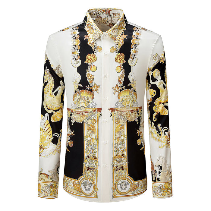 Men's Slim Fit Printed Long Sleeve Dress Shirt – Anti-Wrinkle No-Iron