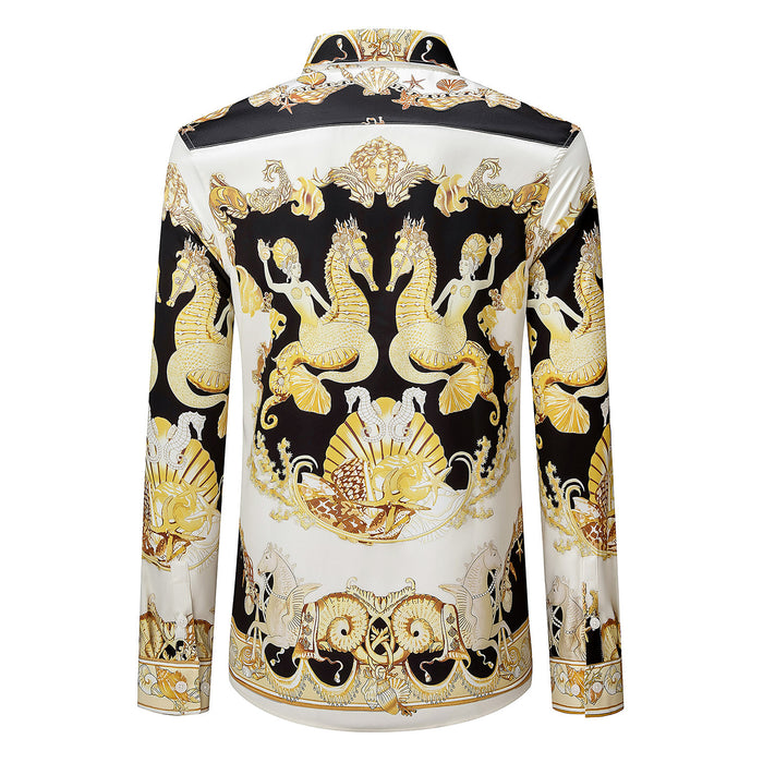 Men's Slim Fit Printed Long Sleeve Dress Shirt – Anti-Wrinkle No-Iron