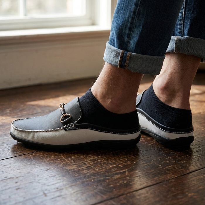 Men's Soft Leather Slip-On Slippers – Breathable Closed-Toe Mules