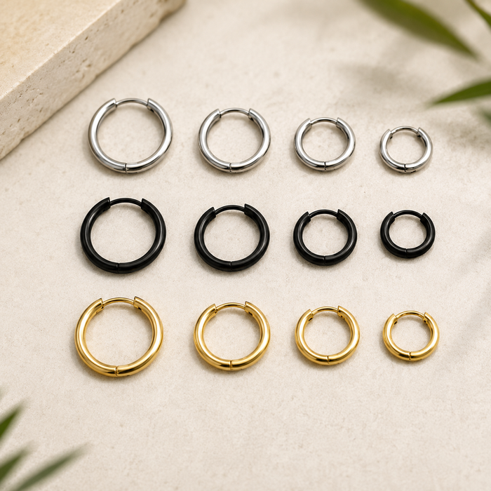 Men's Stainless Steel Hoop Earrings – Hypoallergenic Minimalist Hoops