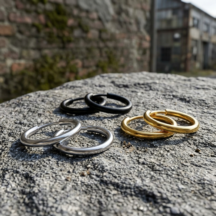 Men's Stainless Steel Hoop Earrings – Hypoallergenic Minimalist Hoops