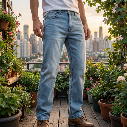 Men’s Stretch Wide Leg Denim Jeans – Lightweight Ice Silk Blend Pants with Breathable Fabric, Straight Fit & Modern Casual Style