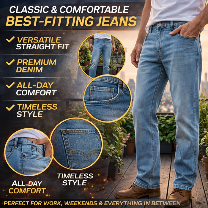 Men’s Stretch Wide Leg Denim Jeans – Lightweight Ice Silk Blend Pants with Breathable Fabric, Straight Fit & Modern Casual Style