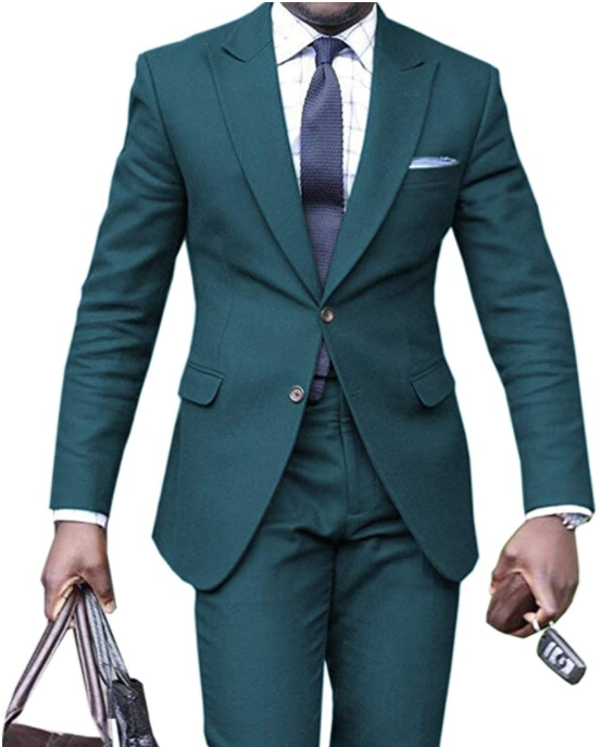 Men's Suit 2 Pcs Solid Single Breasted Slim Fit Grooms Shawl Lapel Custom Made Wedding Suits