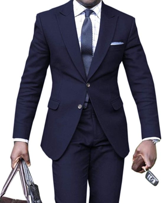 Men's Suit 2 Pcs Solid Single Breasted Slim Fit Grooms Shawl Lapel Custom Made Wedding Suits
