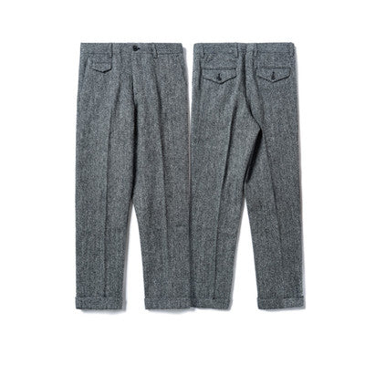 Men's Suit Nine Pants Wool Tweed Herringbone Slim Fit For Wedding Classic Retro Trousers