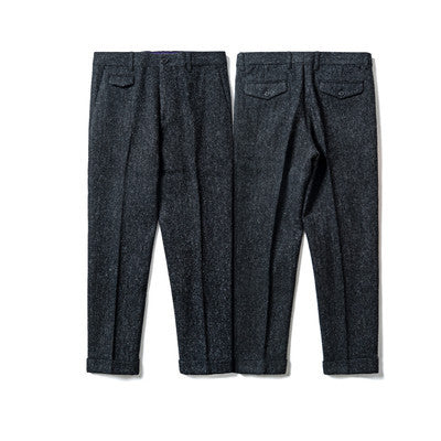 Men's Suit Nine Pants Wool Tweed Herringbone Slim Fit For Wedding Classic Retro Trousers