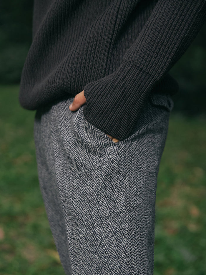 Men's Suit Nine Pants Wool Tweed Herringbone Slim Fit For Wedding Classic Retro Trousers