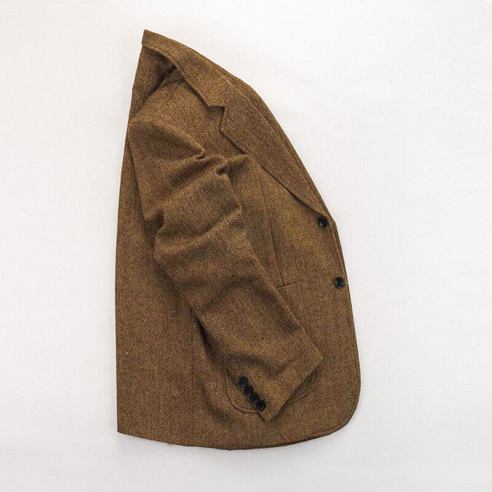 Men's Suit Tweed Jacket Herringbone Brown Shawl Lapel Slim Fit Casual Business Wedding Prom