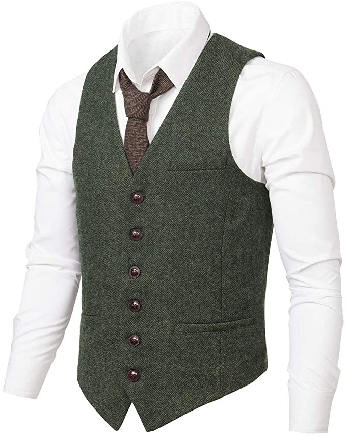 Men's Suit Vest Made-to-Order Army Green Wedding Prom Waistcoat
