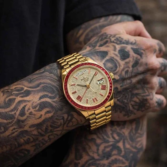 Men's Swiss ETA Automatic Watch – Sapphire Crystal, Gold Stainless Steel Business Wristwatch