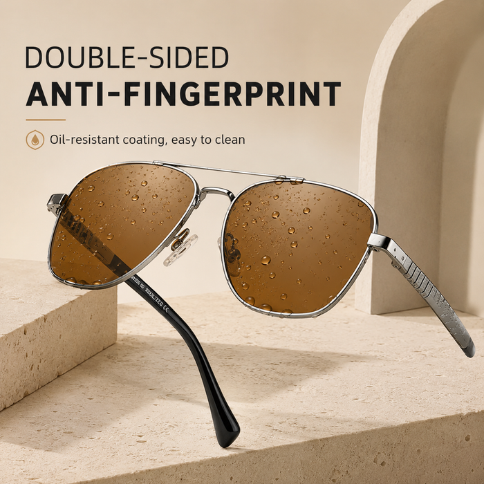 Men's Titanium Alloy Pilot Aviator Sunglasses UV400 HD Glass