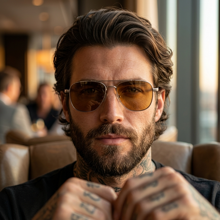 Men's Titanium Alloy Pilot Aviator Sunglasses UV400 HD Glass