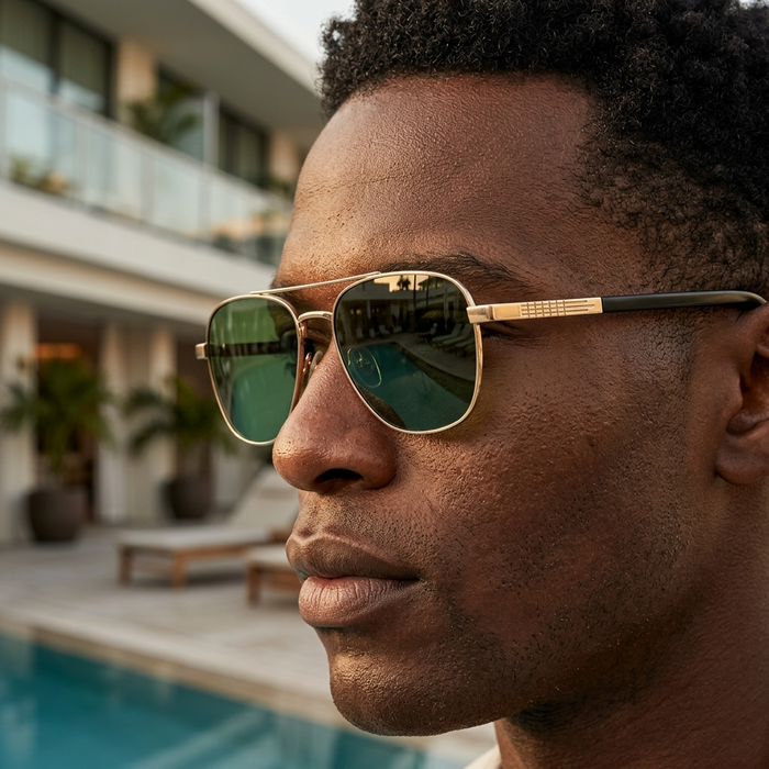 Men's Titanium Alloy Pilot Aviator Sunglasses UV400 HD Glass
