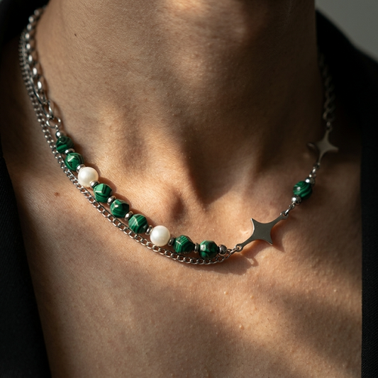 Men's Titanium Steel Natural Stone Geometric Necklace