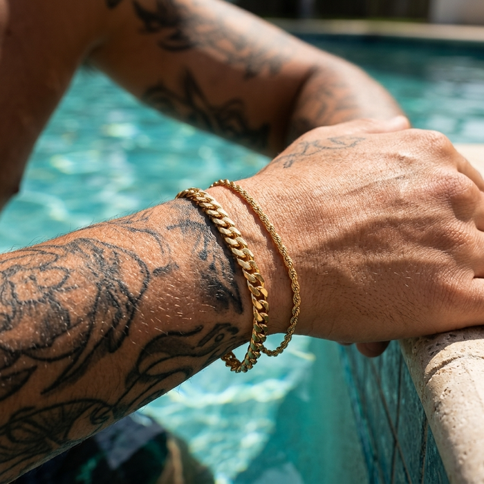 Men's Twist Chain & Cuban Link 2-Piece Bracelet Set