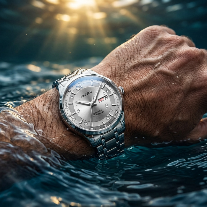 Men's Ultra-Thin Automatic Watch – 39mm Stainless Steel, Dual Calendar & 50M Waterproof
