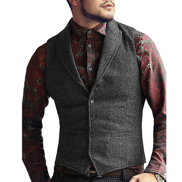 Mens Vest Made to Order Black Wedding Prom Waistcoat Casual Business Tailored Collar 2 Pockets 4 Buttons
