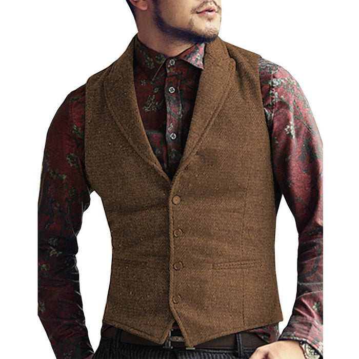 Mens Vest Made to Order Black Wedding Prom Waistcoat Casual Business Tailored Collar 2 Pockets 4 Buttons
