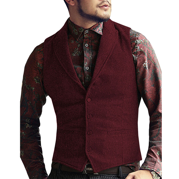 Mens Vest Made to Order Black Wedding Prom Waistcoat Casual Business Tailored Collar 2 Pockets 4 Buttons