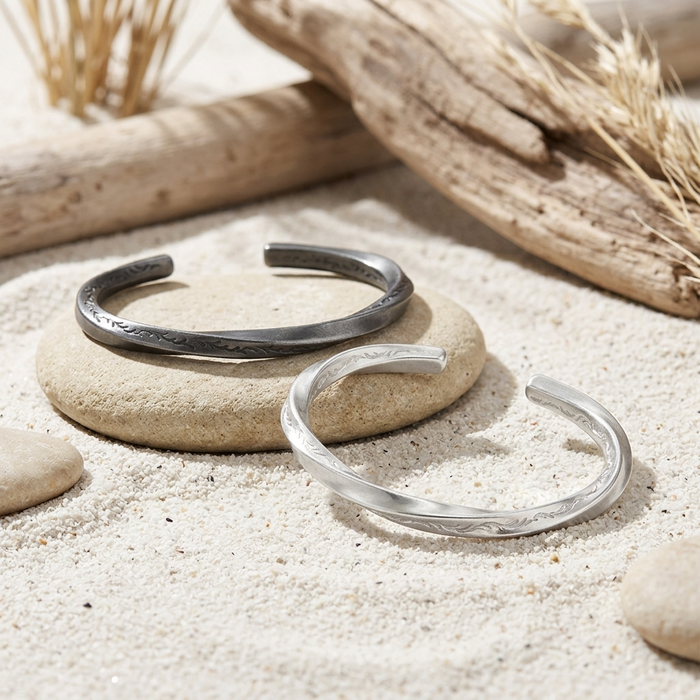 Men's Viking Bracelet — Silver Nordic Bangle, Adjustable Fit