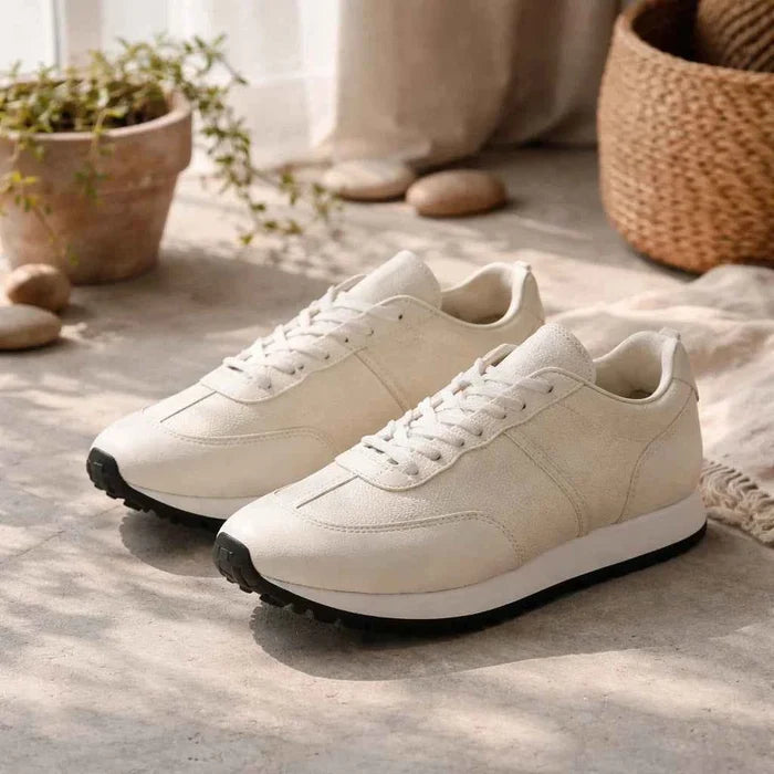 Men's Vintage Nubuck Cowhide Leather Casual Shoes – Rotating Buckle, Cowhide Lining, Medium Heel 3–5cm, EU 38–43, White