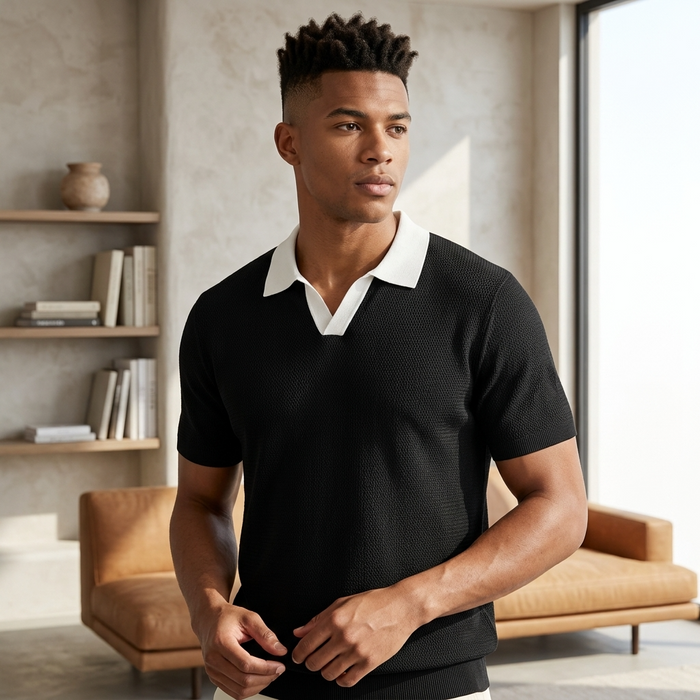 Men's Viscose Ice Silk Polo T-Shirt – Slim Fit Short Sleeve