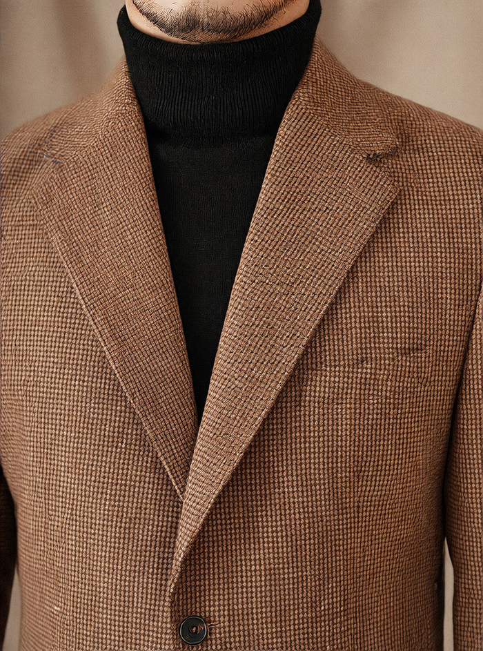Men's Wool Blend Houndstooth Blazer - Slim Fit Vintage Suit Jacket