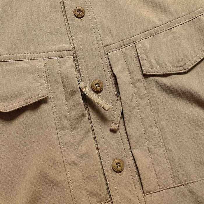 Men's Workwear Utility Shirt – 96% Polyester Long Sleeve, Lapel, 4 Flap Pockets, Loose Fit, M–4XL, 6 Colors