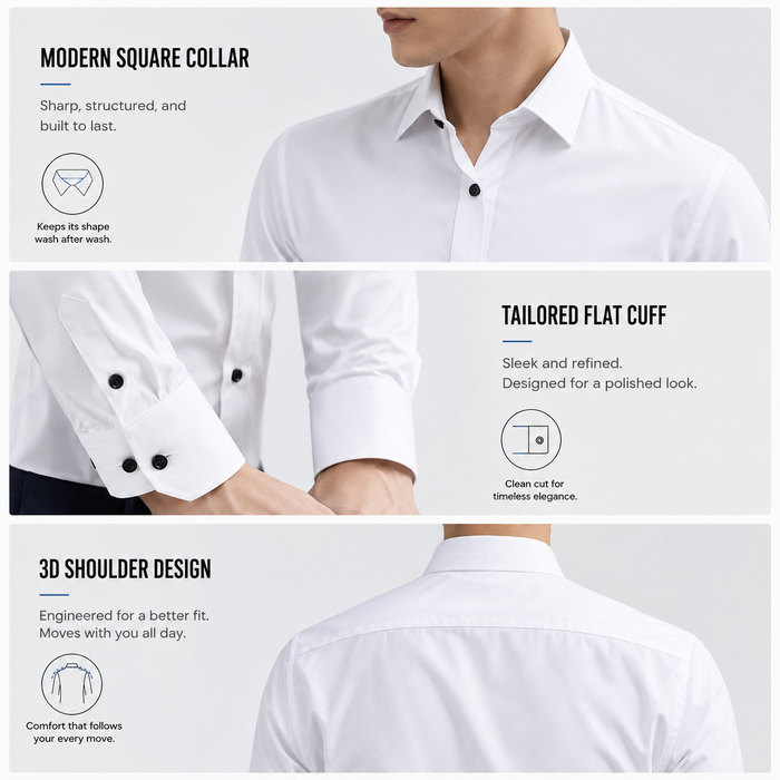 Men's Wrinkle-Free 4-Way Stretch Business Casual Long Sleeve Shirt