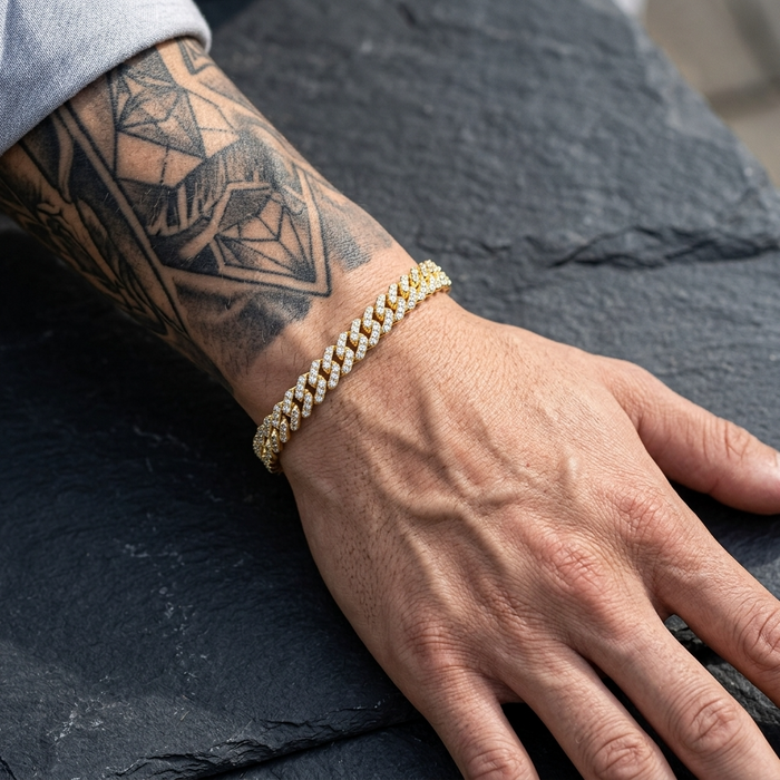 Men's Zircon Cuban Chain Bracelet – 6mm Hip-Hop Style