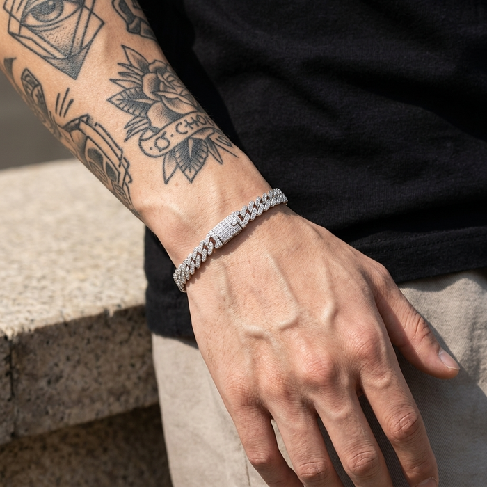 Men's Zircon Cuban Chain Bracelet – 6mm Hip-Hop Style