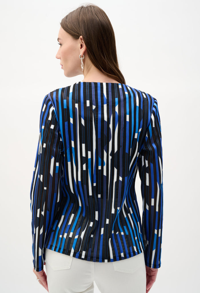 Mesh And Satin Geometric Print Fitted Jacket