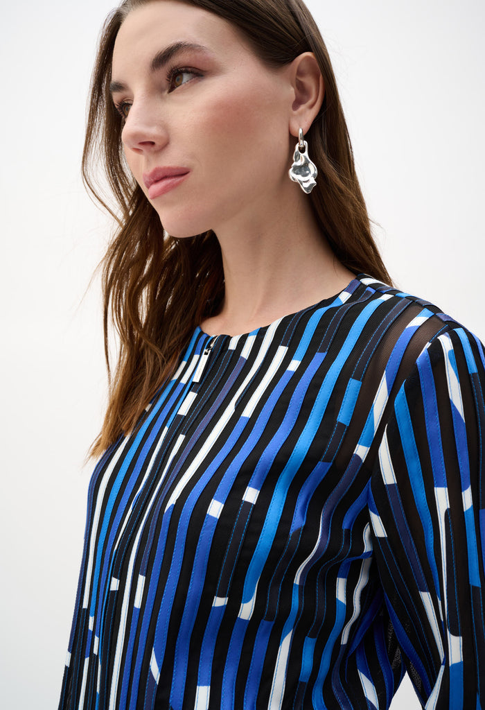 Mesh And Satin Geometric Print Fitted Jacket