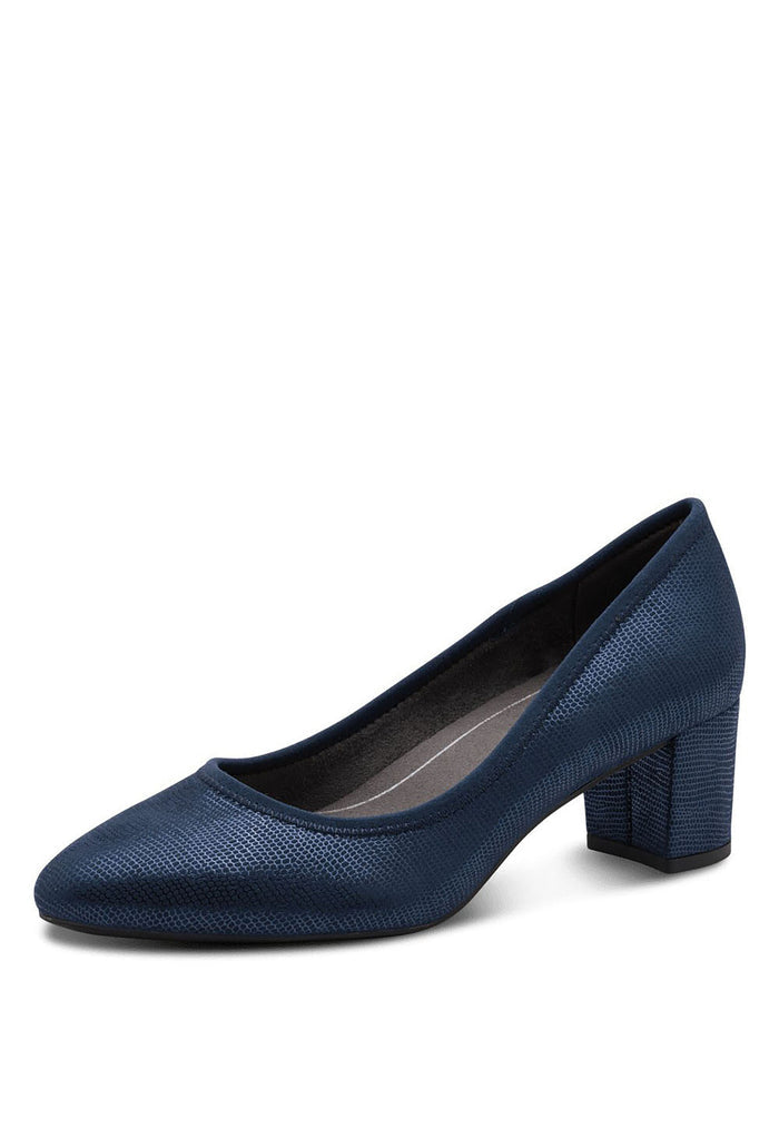 navy shimmer court heel