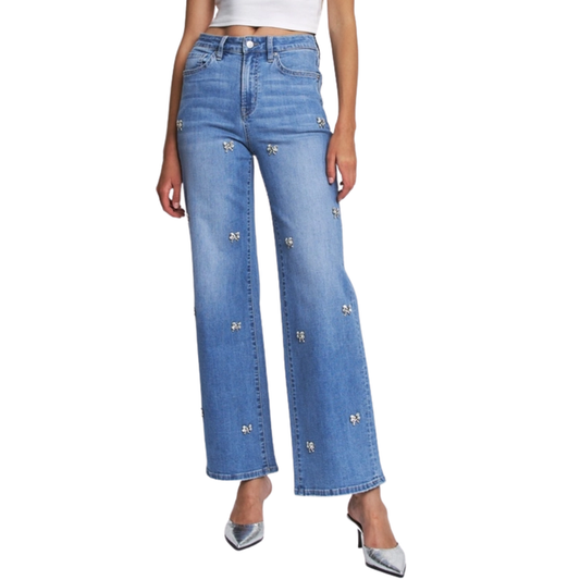 Mica Denim: High Rise Wide Leg Embellished