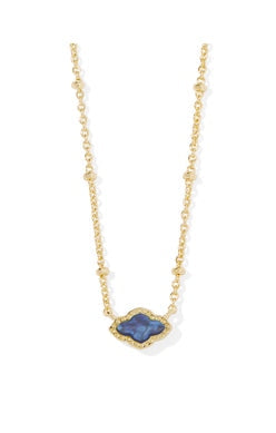 Mini Abbie Satellite Short Pendant Necklace in Gold Navy Abalone