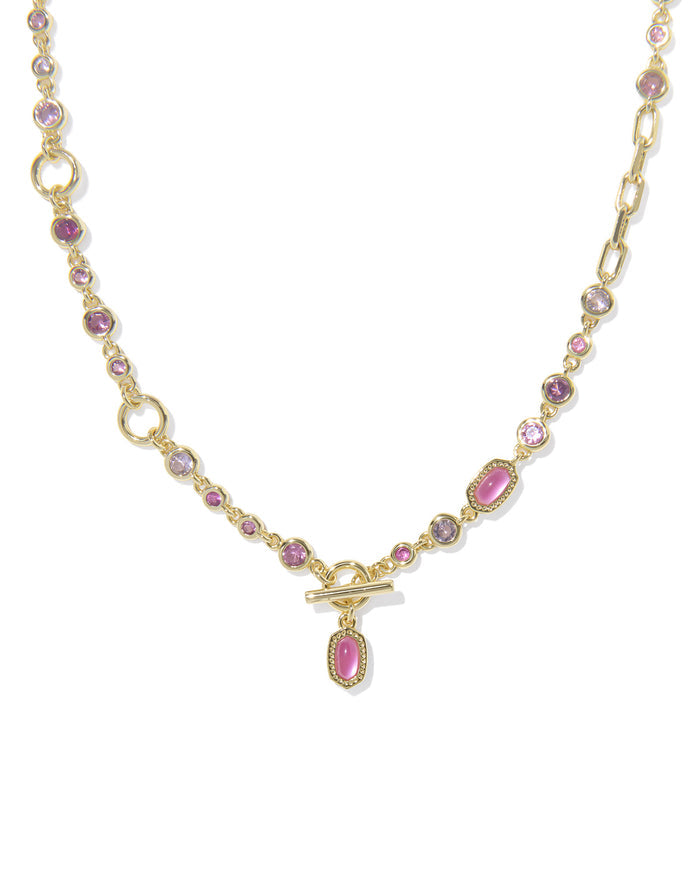 Mini Elisa Abbie Strand Necklace In Gold Pink Mix