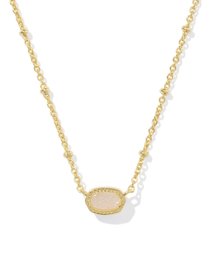 Mini Elisa Satellite Short Pendant Necklace in Gold Iridescent Drusy