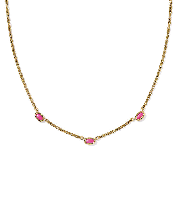 Mini Elisa Three Stone Strand Necklace in Vintage Dark Fuchsia Variegated