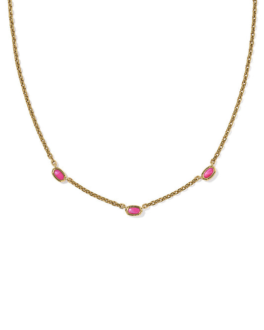 Mini Elisa Three Stone Strand Necklace in Vintage Dark Fuchsia Variegated